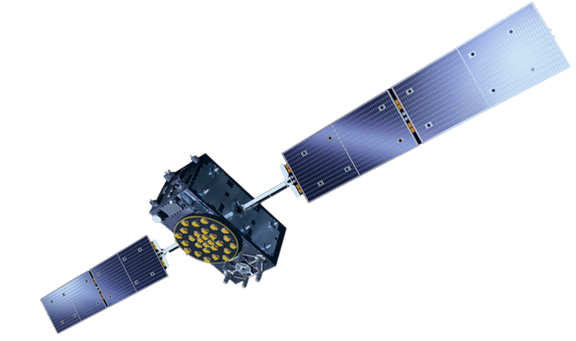 Ein Satellit im Weltraum